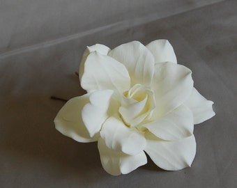 Claycraft by DECO Custom Made Morning Gardenia In Bloom Bridal Hair Pick