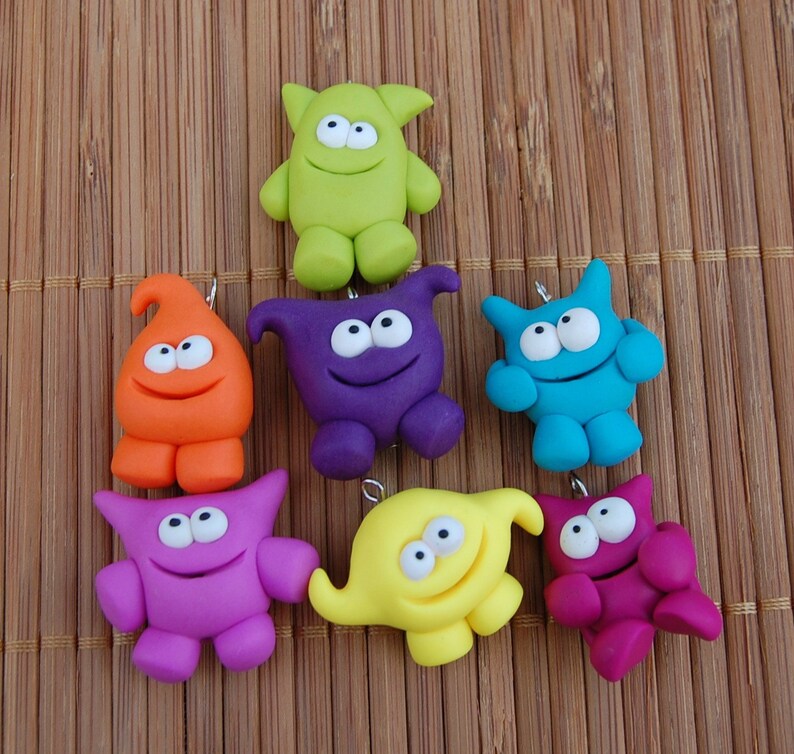 Wacky Monster Aliens Polymer Clay Bead Set of 7 | Etsy