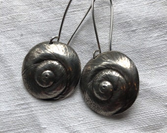 Moonsnail sterling silver cast drop statement earrings, bold, organic, boho, ocean