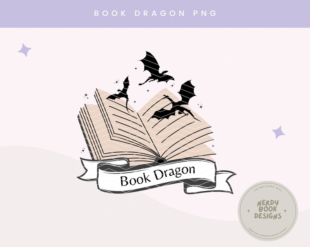 Book Dragon Digital Download PNG - Etsy