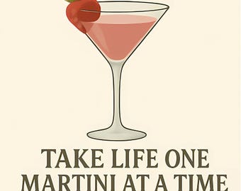 Strawberry Martini Cross Stitch Pattern - Cocktail Drink Needlecraft Design for Embroidery & DIY Craft Gifts