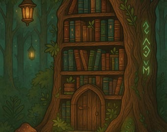 Fantasy Pattern #2 Cross Stitch - Magical Bookshelf Embroidery Design, Unique Gift for Crafters & Fantasy Lovers