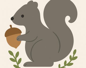 Cute Forest Animal Woodland Squirrel PDF Cross Stitch Pattern | Instant Download Needlework Craft Gift