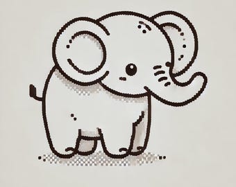 Baby Elephant Cross Stitch Pattern – Beginner-Friendly Minimalist Embroidery Design PDF Instant Download Digital Art for Nursery Wall Decor