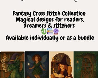Fantasy Cross Stitch Pattern Bundle PDF – Magical Mythical Creatures & Designs for Embroidery Lovers