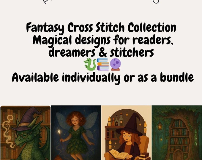 Featured listing image: Fantasy Cross Stitch Pattern Bundle PDF – Magical Mythical Creatures & Designs for Embroidery Lovers