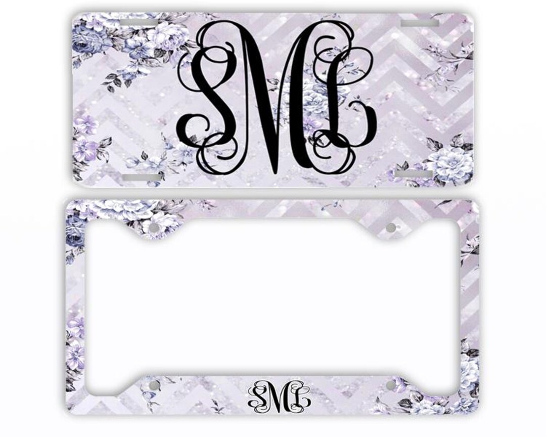 Chevron Faux Glitter Car License Plate Frame Coasters Custom Monogram ...