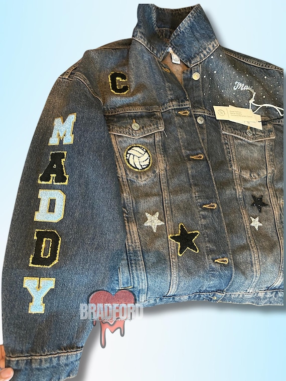 カスタムラインストーンデニムチームママジャケット - Etsy 日本