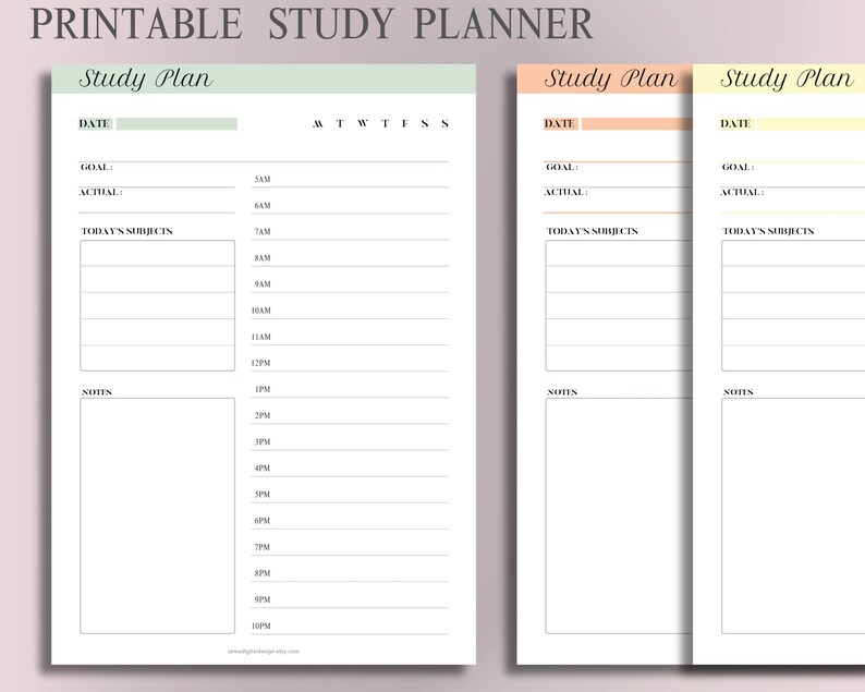 Printable Fillable Study Planner, Simple Student Plan, Weekly Daily ...