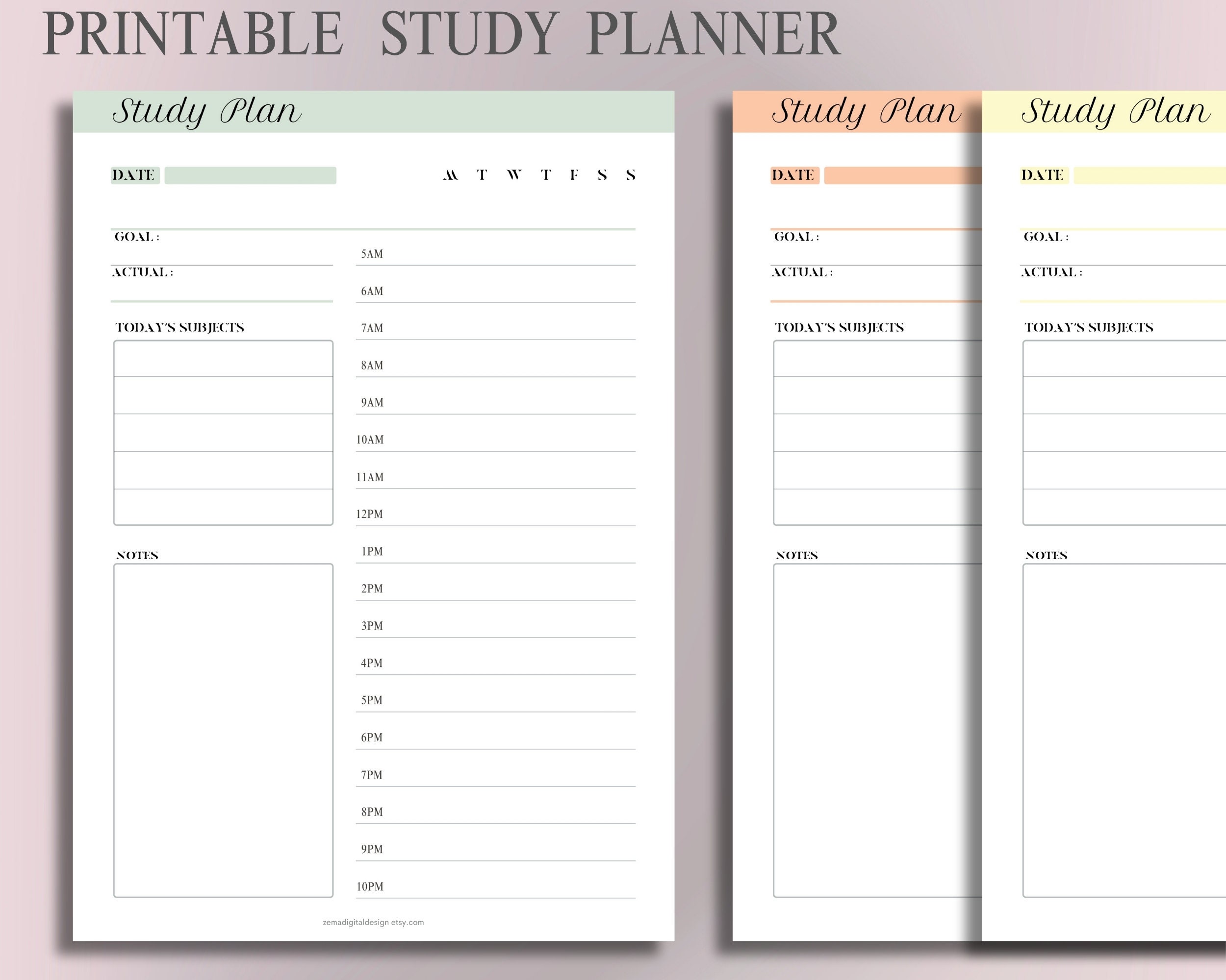 Printable Fillable Study Planner, Simple Student Plan, Weekly Daily ...
