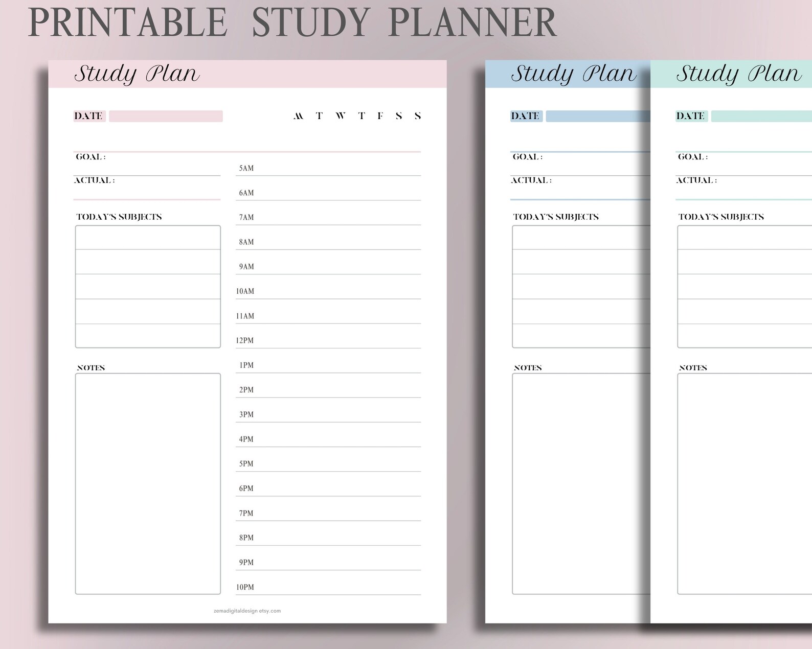 Printable Fillable Study Planner, Simple Student Plan, Weekly Daily ...