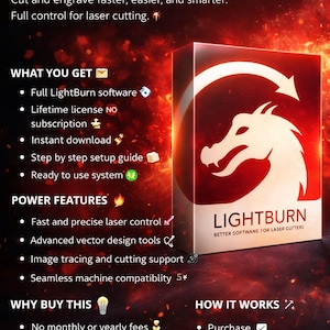 LightBurn Laser Gravur Software Vollversion für Windows Mac Laser-Schnitt-Design-Tool für CNC-Lasermaschinen Vektor-Gravur-Programm