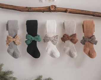 Ribbed Baby Tights with Decorative Stitching: Soft & Stretchy