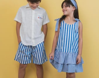24 HOURS SHIPPING Boys' Fishing Embroidered Shirt and Shorts Set: Fresh Cotton Summer Outfit