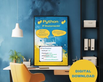 Póster educativo de codificación con la declaración IF de Python para niños / Recursos educativos de Bright Minds para familias y escuelas