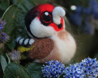 Needle Felted Goldfinch, European Goldfinch, British Bird Ornament