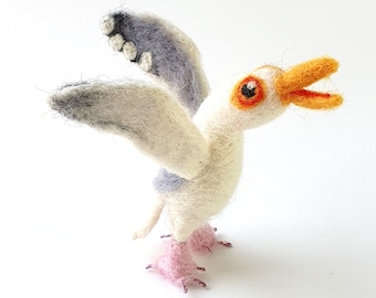 Tiny Seagull Needle Felted Herring Gull Flappy Gull Decoration