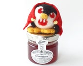 Needle Felted Vampire Penguin Ornament - Free Stickers