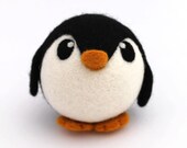 Needle Felted Penguin BIG Roly Poly Penguin Ornament