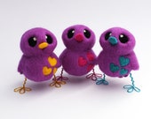 Needle Felted Bird in Purple and Turquoise or Chose Your Colours