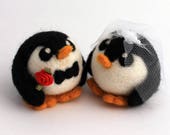 Penguin Wedding Cake Topper, Wedding Penguins, Bride and Groom Customisible Wedding Cake Topper