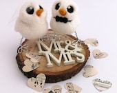 Bird Wedding Cake Topper White Mini Birds Bride and Groom Needle Felted Birds
