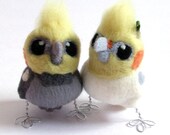 Custom Cockatiel Wedding Cake Topper, Felt Birds, Needle Felted Wedding Cake Topper