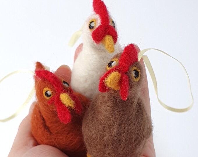 Kit Hen/rooster Needle Felting Kit Includes 2 Needles All Wool Easy