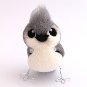 Tufted Titmouse Needle Felted Bird Ornament, Bird Decoration, Felt Bird