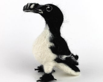 Sale Needle Felted Razorbill Lesser Auk Bird Decoration Black and White Sea Bird