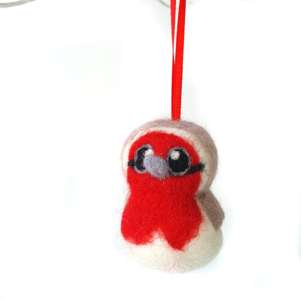 Robin Christmas Tree Decoration Needle Felted Robin Bird 1 Supplied