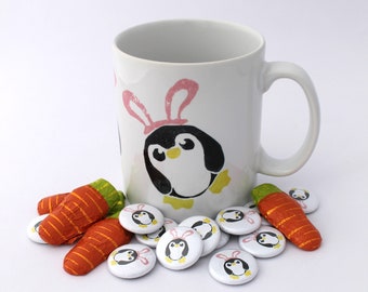 Sale Pengbunny Penguin Mug Penguin with Bunny Ears Easter Mug