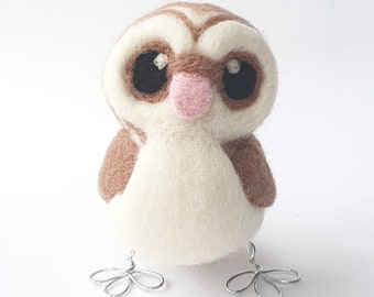 Barn Owl Needle Felted Owl Brown Owl Decoration, Felt Bird Ornament, Felt Owl