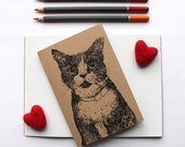 A6 Cat Notebook With Kraft Cover Choose your Page Style Pages Blank or Lined Notebook