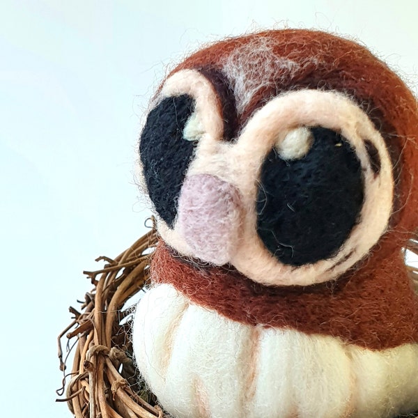 Needle Felted Owl Chestnut Tawny Owl Felt Bird Felt Owl Decoration Brown Owl