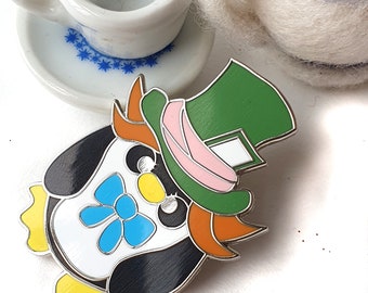 Had Hatter Penguin Pin Enamel Penguin Pin, Penguin Badge