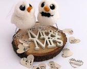 Bird Wedding Cake Topper White Mini Birds Bride and Groom Needle Felted Birds