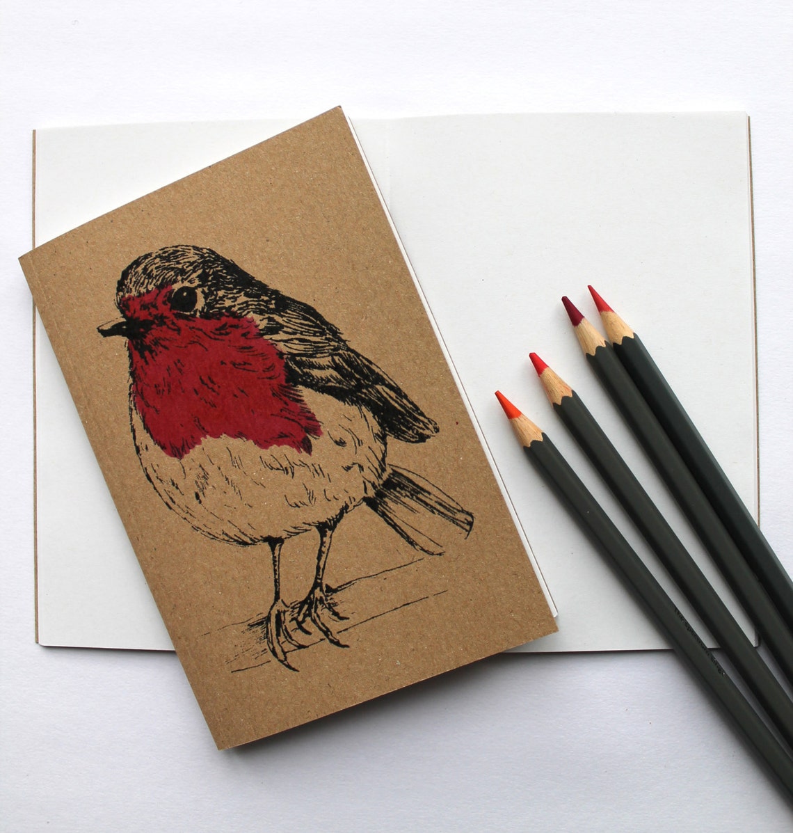A6 Robin Notebook A6 Plain Kraft Notebook With Blank Pages Etsy UK