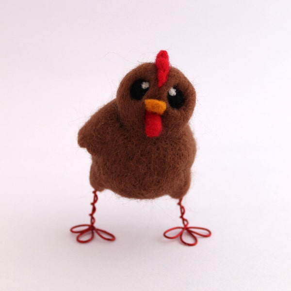 SALE Chicken Needle Felted Brown Chicken Farmyard Bird