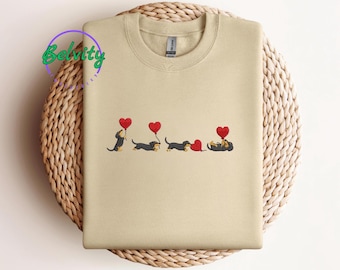 Custom Embroidered Dachshund Sweatshirt, Valentine Dog Sweater, Personalized Dog Mom Gift, Sausage Dog Embroidery, Cozy Pet Lover Pullover