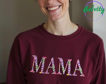 Custom Mama Floral Embroidered Sweatshirt: New Mom Gift