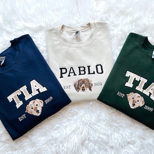 Custom Dog Face Hoodie from Your Photo | Personalized Embroidered Sweatshirt with Pet Name, Est Hoodie | Dog Owner Gift Idea, Pet Lover Gift