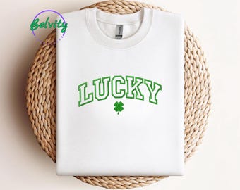 Embroidered Lucky Shamrock Sweatshirt, St Patrick's Day Gift