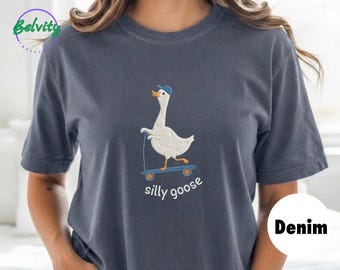 Embroidered Silly Goose T-Shirt, Comfort Colors Meme Tee