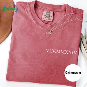 Personalized Embroidered Roman Numeral Comfort Colors T-shirt