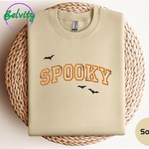 Embroidered Halloween Sweatshirt: Spooky Season Crewneck Pullover