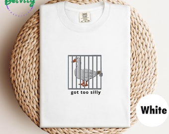 Embroidered Silly Goose T-shirt: Comfort Colors Crewneck