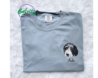 Embroidered Pet Portrait Shirt: Custom Dog & Cat Photo Gift