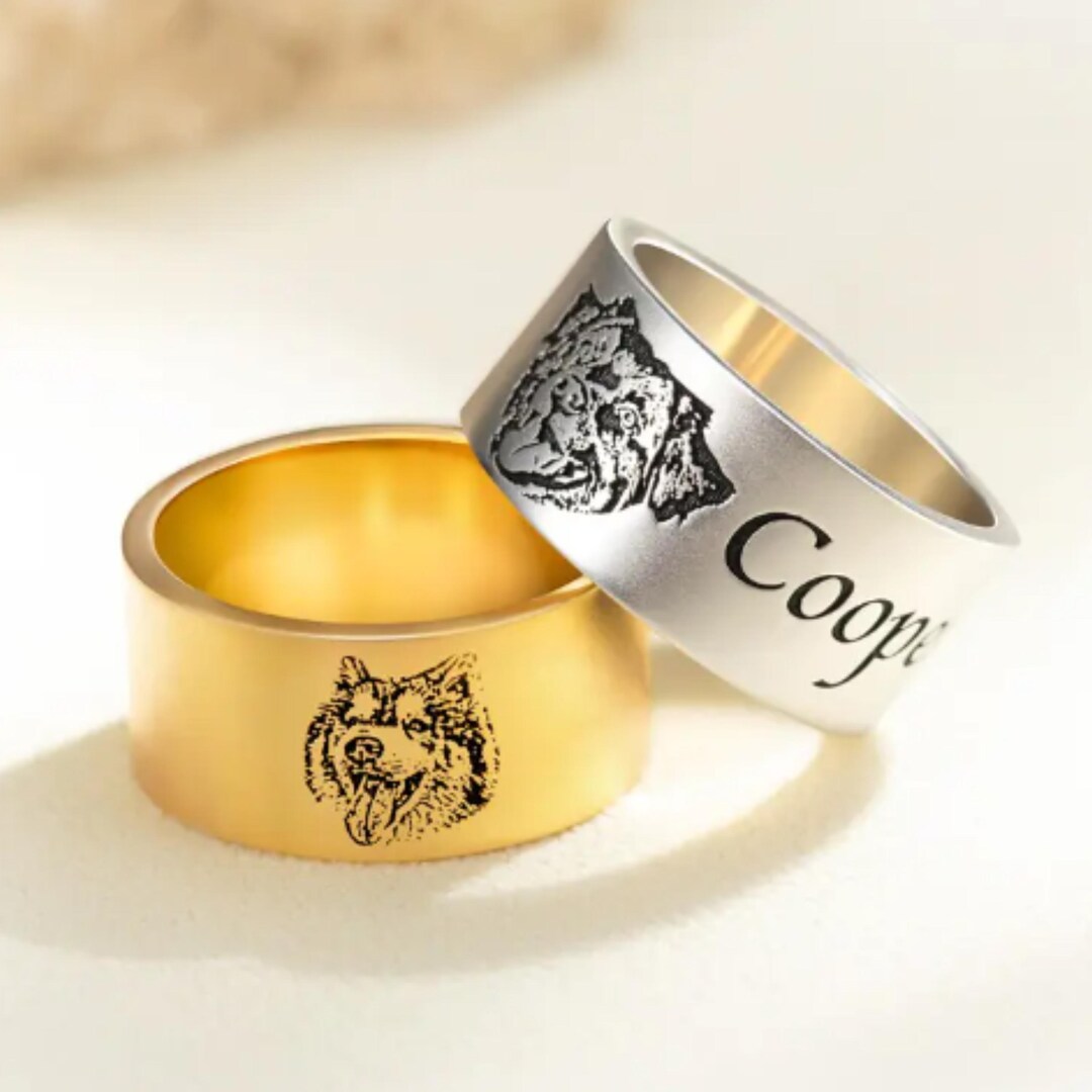 Custom Pet Photo Ring, Personalized Dog Memorial/sympathy Gift, Name ...