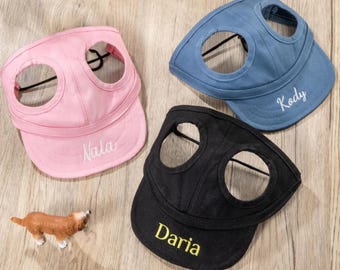 Customized Dog Hat, Name Embroidery Gift Hat for Dog Lover, Adjustable Dog Hat with Ear Hole, Baseball Cap for Pet Lovers, Gift for Dog Mom